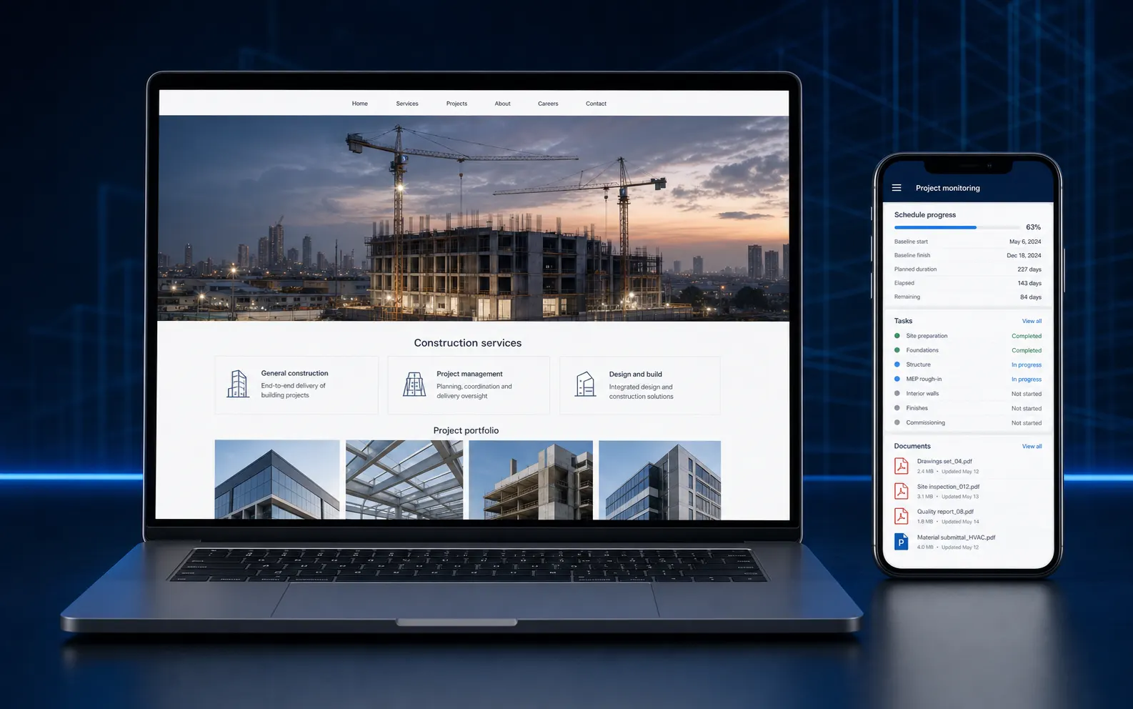 Generic corporate website for a construction company