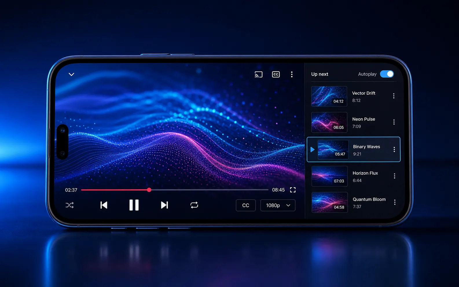 Synthetic media playback screen