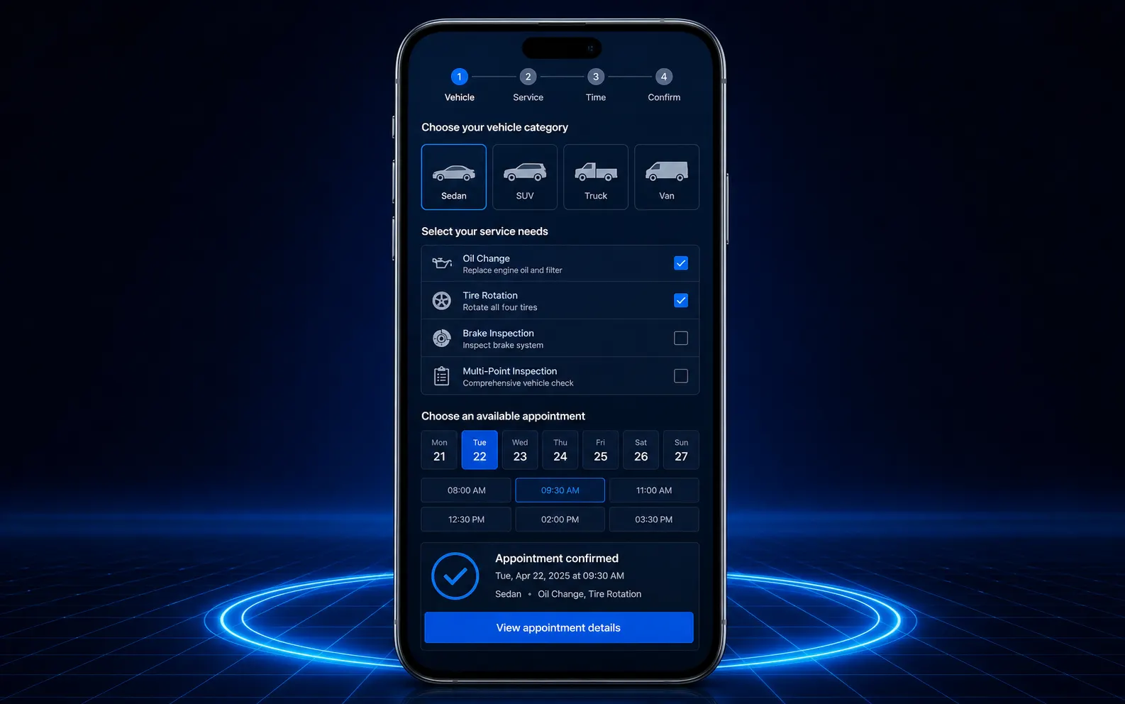 Mobile vehicle and time-slot selection